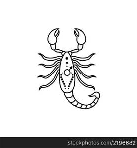 Scorpio zodiac sign in line art style on white background.