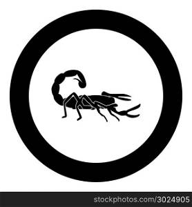 Scorpion icon black color in circle. Scorpion icon black color in circle vector illustration isolated