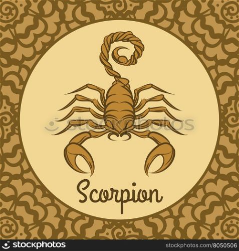 Scorpion logo icon. Scorpion label icon. Vector hand drawn scorpion logo template