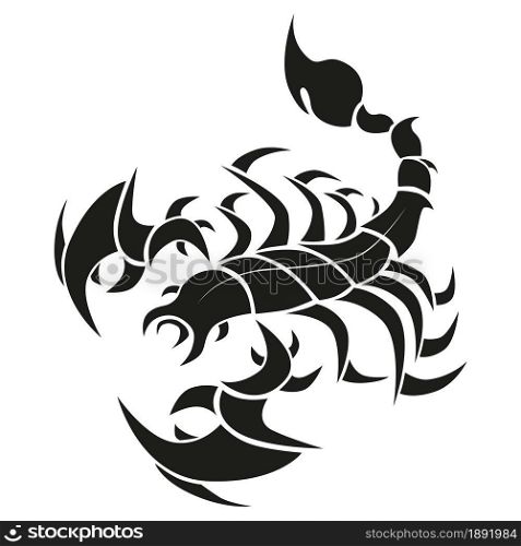 Scorpion zodiac sign, horoscope, tattoo, logo. Vector illustration.