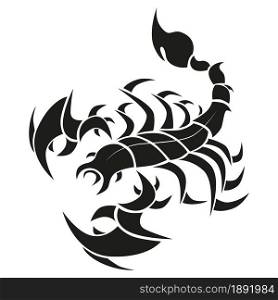 Scorpion zodiac sign, horoscope, tattoo, logo. Vector illustration.