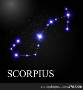Scorpius Zodiac Sign with Beautiful Bright Stars on the Background of Cosmic Sky Vector Illustration EPS10. Scorpius Zodiac Sign with Beautiful Bright Stars on the Backgrou