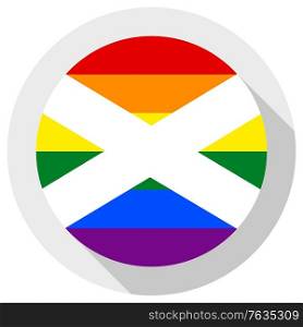 scottish LGBT flag, round shape icon on white background