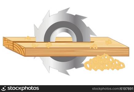Scrap of the board by saw. Industrial processing board by disc saw.Vector illustration