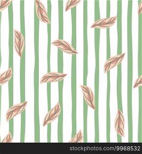 Scrapbook creative seamless pattern with pink leaf silhouettes abstract print. White striped background. Designed for fabric design, textile print, wrapping, cover. Vector illustration. Scrapbook creative seamless pattern with pink leaf silhouettes abstract print. White striped background.