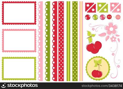 Scrapbook elements. Collection of cherry decors