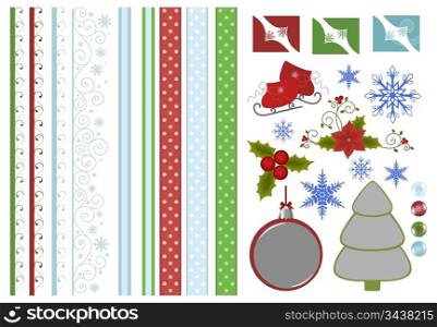 Scrapbook elements. Collection of christmas decors