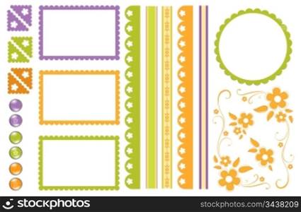 Scrapbook elements. Collection of decors