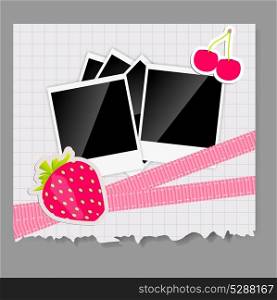 scrapbook elements with photos frame vector illustration