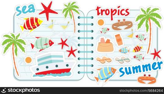 Scrapbook elements with tropics