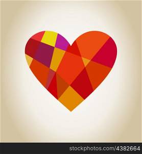 Scrappy heart from geometrical objects. A vector illustration