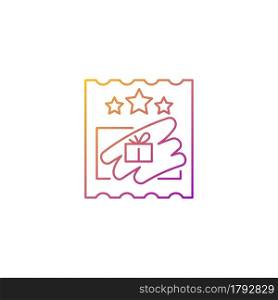 Scratch cards gradient linear vector icon. Scratching off covering for prize reveal. Paper-based card. Thin line color symbols. Modern style pictogram. Vector isolated outline drawing. Scratch cards gradient linear vector icon