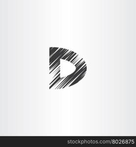 scratched letter d icon vector shape