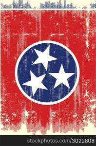 Scratched Tennessee Flag. A flag of Tennessee with a grunge texture