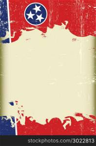 Scratched Tennessee Flag. A flag of Tennessee with a grunge texture and a large frame for your message