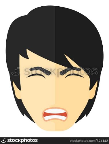 Screaming aggressive man vector flat design illustration isolated on white background. . Screaming aggressive man.