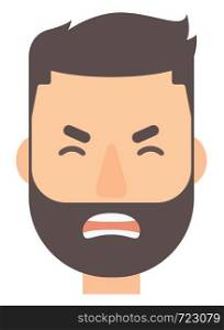 Screaming aggressive man vector flat design illustration isolated on white background. Vertical layout.. Screaming aggressive man.