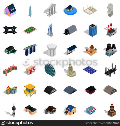 Screen icons set. Isometric style of 36 screen vector icons for web isolated on white background. Screen icons set, isometric style