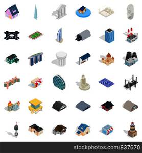 Screen icons set. Isometric style of 36 screen vector icons for web isolated on white background. Screen icons set, isometric style