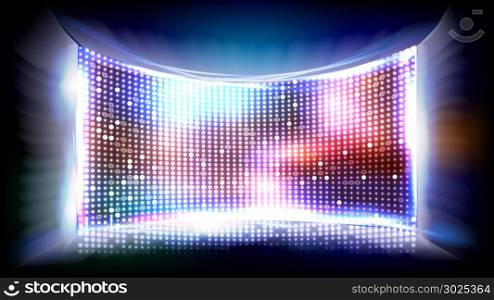Screen LED Vector. Bright Monitor. Club Disco Screen. Illustration. Screen LED Vector. Light Board. Cinema Panel Illustration