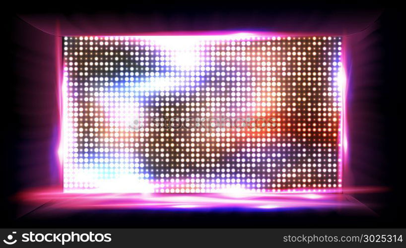 Screen LED Vector. Light Board. Cinema Panel. Illustration. Screen LED Vector. Display, Projection Stadium Stage Illustration