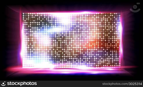 Screen LED Vector. Light Board. Cinema Panel. Illustration. Screen LED Vector. Display, Projection Stadium Stage Illustration