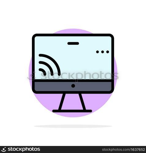 Screen, Monitor, Screen, Wifi Abstract Circle Background Flat color Icon
