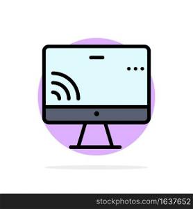Screen, Monitor, Screen, Wifi Abstract Circle Background Flat color Icon