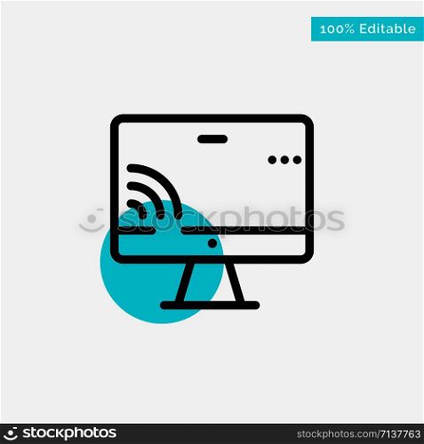 Screen, Monitor, Screen, Wifi turquoise highlight circle point Vector icon