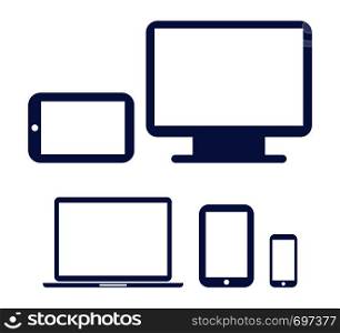 Screen, notebook, tablet and phone collection electronic device in flat design. Eps10. Screen, notebook, tablet and phone collection electronic device in flat design
