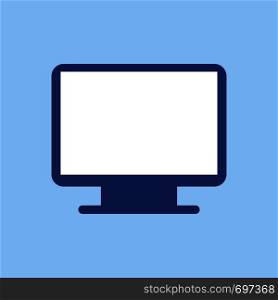 Screen pc in flat design on blue background. Eps10. Screen pc in flat design on blue background
