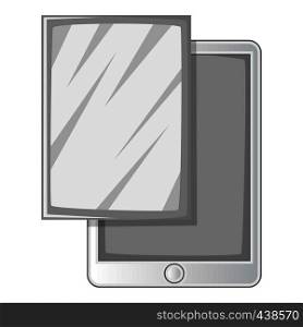 Screen protector film for tablet icon in monochrome style isolated on white background vector illustration. Screen film for tablet icon monochrome