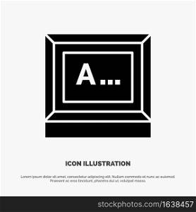 Screen, Typing, Text, Monitor solid Glyph Icon vector