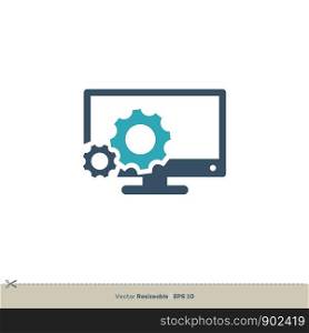 Screen Vector Logo. Monitor Display Icon Template Illustration Design. Vector EPS 10.
