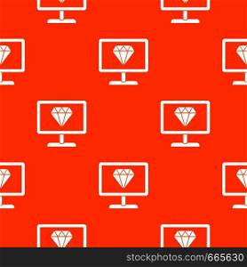 Screen with diamond pattern repeat seamless in orange color for any design. Vector geometric illustration. Screen with diamond pattern seamless