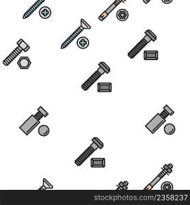 Screw And Bolt Building Accessory Vector Seamless Pattern Thin Line Illustration. Screw And Bolt Building Accessory Vector Seamless Pattern
