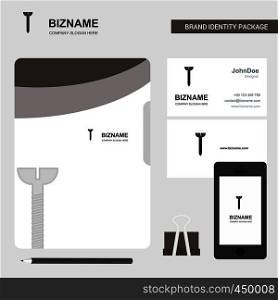 Screw Business Logo, File Cover Visiting Card and Mobile App Design. Vector Illustration
