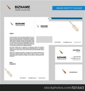 Screw driver Business Letterhead, Envelope and visiting Card Design vector template