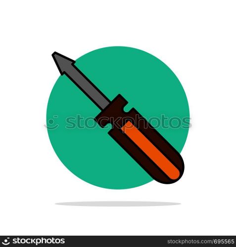 Screw, Driver, Tool, Repair, Tools Abstract Circle Background Flat color Icon