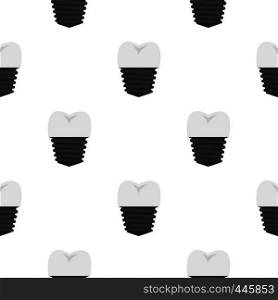 Screw tooth implant pattern seamless background in flat style repeat vector illustration. Screw tooth implant pattern seamless