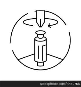 screw with screwdriver assembly furniture line icon vector. screw with screwdriver assembly furniture sign. isolated contour symbol black illustration. screw with screwdriver assembly furniture line icon vector illustration