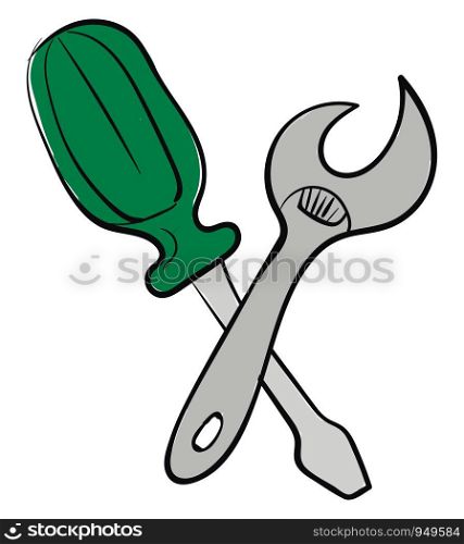 Screwdriver and ajustable wrench illustration vector on white background