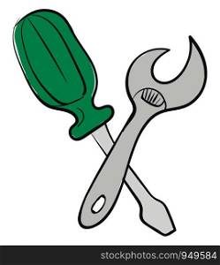 Screwdriver and ajustable wrench illustration vector on white background
