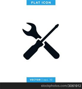 Screwdriver and Wrench Icon. Tools Icon Vector Logo Design Template.
