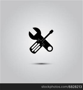 Screwdriver and Wrench icon. Wrench and screwdriver icon isolated on white background