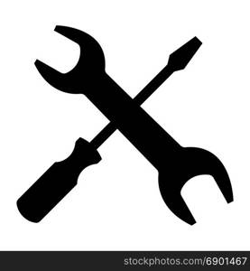 Screwdriver and wrench the black color icon.
