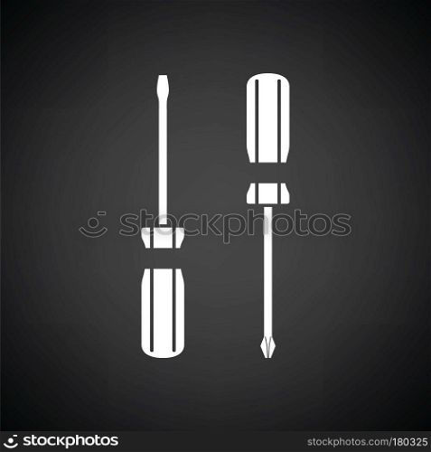 Screwdriver icon. Black background with white. Vector illustration.