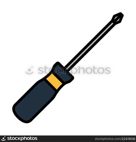 Screwdriver Icon. Editable Bold Outline With Color Fill Design. Vector Illustration.