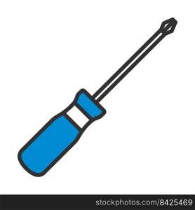 Screwdriver Icon. Editable Bold Outline With Color Fill Design. Vector Illustration.
