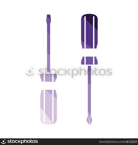 Screwdriver icon. Flat color design. Vector illustration.